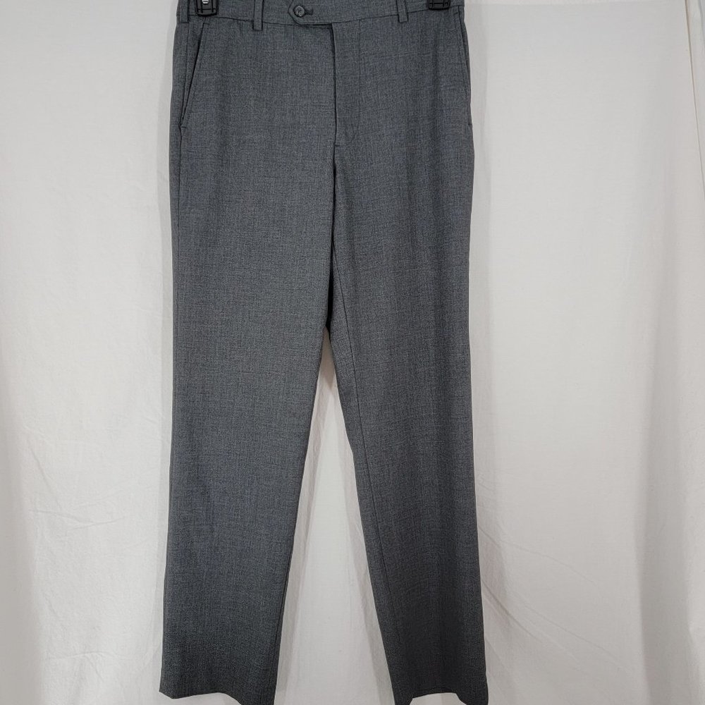 George Flat Front Dress Pants Slacks Gray Flex Comfort Workwear Men's 30x30
